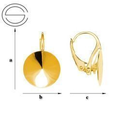 BAZ-43/12 Leverbacks for 1122 Rivoli 12mm - Earring Hooks - Sterling Silver 925 Gold Plated