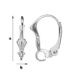 BAP-56 Leverbacks - Earring Hooks - Sterling Silver 925 Rhodium Plated