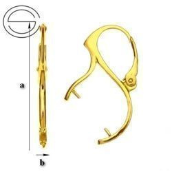 BAZ-26/15 Leverbacks for 15 mm Ball Beads - Earring Hooks - Sterling Silver 925 Gold Plated