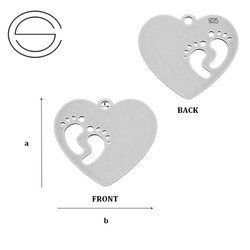 CL-405 HEART Pendant 13,5 x 15,0 mm Sterling Silver 925