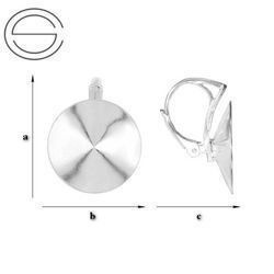 BA-43/18 Leverbacks for 1122 Rivoli 18mm - Earring Hooks - Sterling Silver 925 / gram