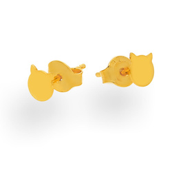 Silver stud earrings CAT - silver 925 GOLD PLATED
