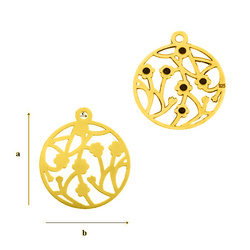 CLZ-416 Pendant FLOWERS 19,0 mm Sterling Silver 925 Gold Plated