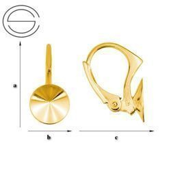BAZ-43/8 Leverbacks for 1122 Rivoli 8mm - Earring Hooks - Sterling Silver 925 Gold Plated