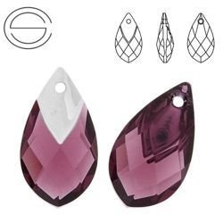 6565 MM 22 Swarovski Met Cap Pear AMETHYST LTCH