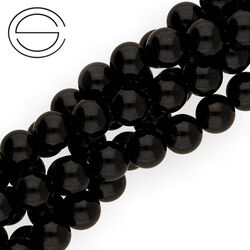 KN-RS-10,0 ONBL Natural stone - round smooth - ONYX BLACK - strand