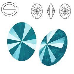 4122 MM 14 Swarovski Oval Rivoli AZURE BLUE SHINY
