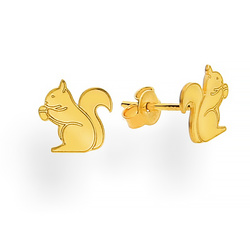 SZTZ-766 Silver earrings SQUIRREL - Sterling Silver 925 Gold Plated