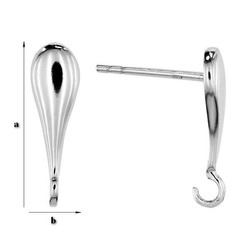 SHP-136 STUD EARRING WITH LOOP SILVER 925 RHODIUM