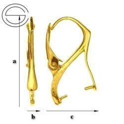 BAZ-29 Leverbacks for Crystals from SWAROVSKI - Earring Hooks - Sterling Silver 925 Gold Plated