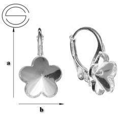 BAP-57 Leverbacks for 4744 Flower 10mm - Earring Hooks - Sterling Silver 925 Rhodium Plated