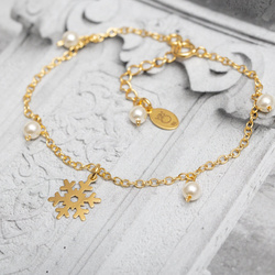 Bransoletka ŚNIEŻYNKA i PERŁY Swarovski - SREBRO