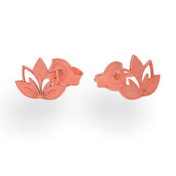 SZTRG-340A Silver earrings LOTUS FLOWER - Sterling Silver 925 Rose Gold Plated