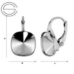 BA-85/12 Leverbacks for 4470 Square 12mm - Earring Hooks - Sterling Silver 925