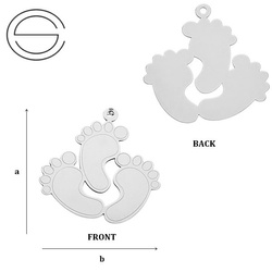 CL-334 FEET Pendant 24,1 x 23,9 mm Sterling Silver 925