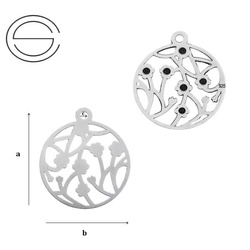 CL-416 Zawieszka KWIATY 19,0 mm Srebro 925