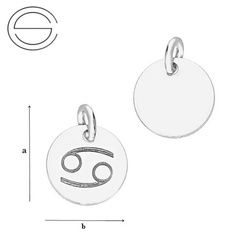 CL-580 CANCER Zodiac Pendant 9,0 mm Sterling Silver 925