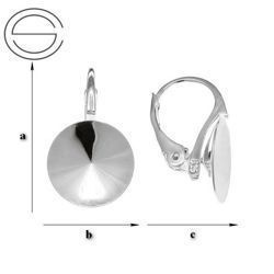 BAP-43/14 Leverbacks for 1122 Rivoli 14mm - Earring Hooks - Sterling Silver 925 Rhodium Plated