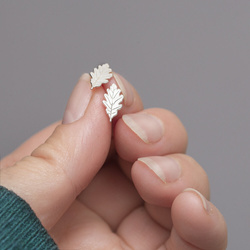 SZTP-746 Kolczyki LIŚĆ DĄB - Srebro 925 RODOWANE