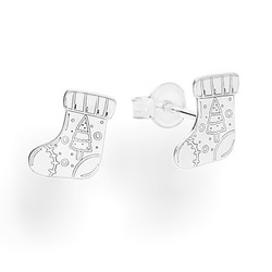 SZT-000 Silver earrings CHRISTMAS STOCKING - Sterling Silver 925
