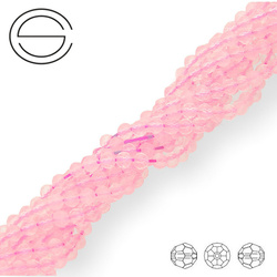 KN-RF-3,0 QAR Natural stone - round faceted - ROSE QUARTZ - Strand
