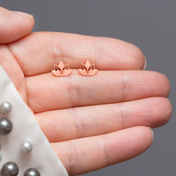 SZTRG-340A Silver earrings LOTUS FLOWER - Sterling Silver 925 Rose Gold Plated