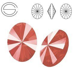4122 MM 14 Swarovski Oval Rivoli LIGHT CORAL SHINY