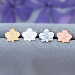 SZTZ-382 Srebrne kolczyki kwiat orchidea - srebro