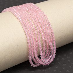 KN-RF-3,0 QAR Natural stone - round faceted - ROSE QUARTZ - Strand