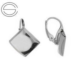 BAP-44/10 Leverbacks for flat square stones 10mm - Earring Hooks - Sterling Silver 925 Rhodium Plated