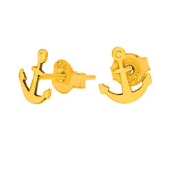 SZTZ-693 Silver earrings ANCHOR - Sterling Silver 925 Gold Plated