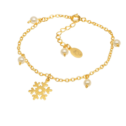 Bransoletka ŚNIEŻYNKA i PERŁY Swarovski - SREBRO