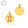 CLZ-580 GEMINI Zodiac Pendant 9,0 mm Sterling Silver 925 Gold Plated