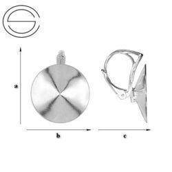 BAP-43/18 Leverbacks for 1122 Rivoli 18mm - Earring Hooks - Sterling Silver 925 Rhodium Plated