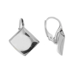 BA-44/10 Leverbacks for flat square stones 10mm - Earring Hooks - Sterling Silver 925