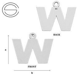 CL-213 W "W" Pendant 12,2 x 16,6 mm Sterling SIlver 925