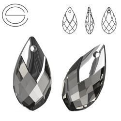 6565 MM 18 Swarovski Met Cap Pear BLACK DIAMOND LT