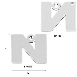 CL-213N "N" Pendant 9,8 x 11,0 mm Sterling Silver 925