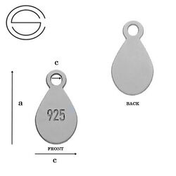 CL-634 Zawieszka 8,5x5mm KROPLA Z PRÓBĄ Srebro 925