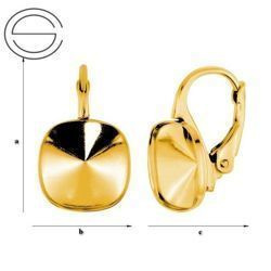 BAZ-85/10 Leverbacks for 4470 Square 10mm - Earring Hooks - Sterling Silver 925 Gold Plated