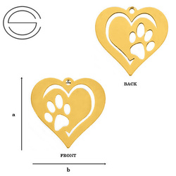 CL-623 Heart and paw pendant 18.05 mm silver