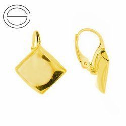 BAZ-44/10 Leverbacks for flat square stones 10mm - Earring Hooks - Sterling Silver 925 Gold Plated