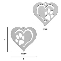 CL-623 Pendant HEART PAW 18mm - Sterling Silver 925