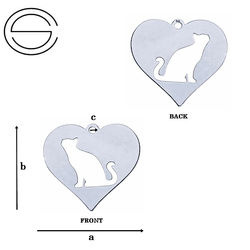 CL-631 Pendant - HEART WITH CAT - Sterling Silver 925