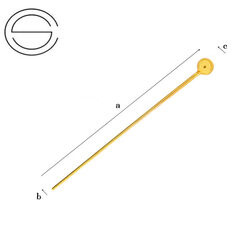 SKKZ-40 Pin with ball - Sterling Silver 925 Gold Plated