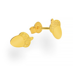 SZTZ-761 Silver earrings ACORN - Sterling Silver 925 Gold Plated