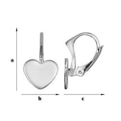 BAP-69/10 Leverbacks for 2808 Heart 10mm - Earring Hooks - Sterling Silver 925 Rhodium Plated