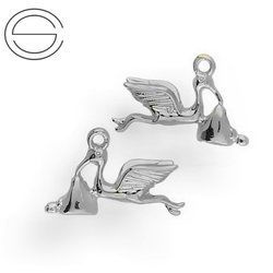 CHAP-60 BOCIAN do podwieszania Srebro 925 RODOWANE