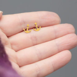 SZTZ-693 Silver earrings ANCHOR - Sterling Silver 925 Gold Plated