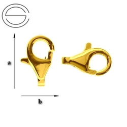 CHPZ-9 LOBSTER CLAW - 9 MM CLASP SILVER 925 GOLD PLATED